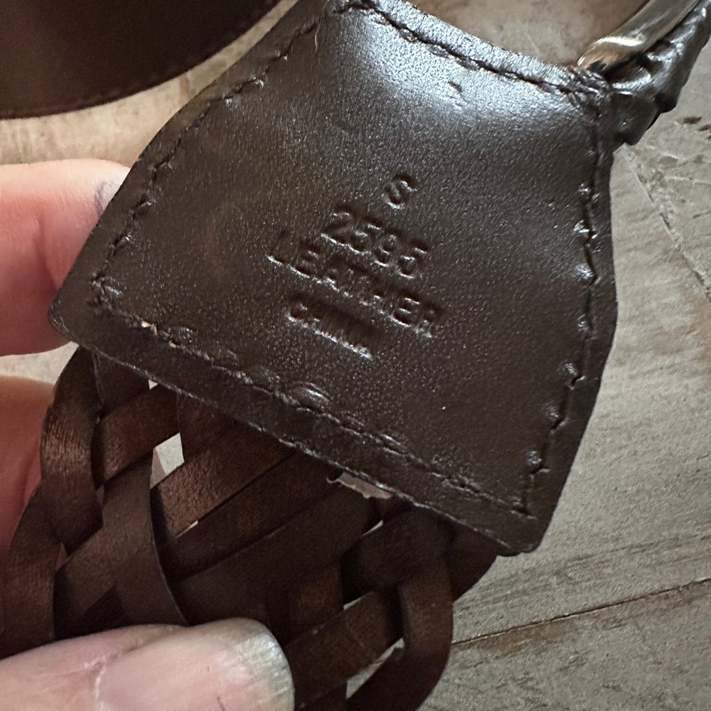 Braided Brown Leather Belt with Statement Silver Buckle Unique Character - Picture 9 of 10